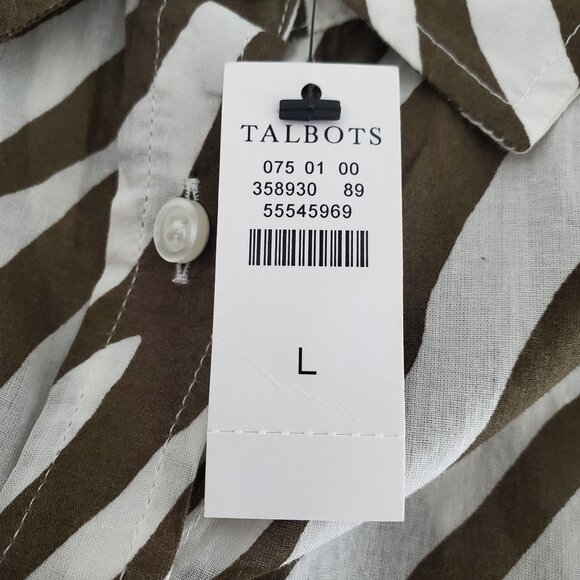 Talbots Womens Aimal Print Button Up Blouse Size L Long Sleeve Light Weight NWT - Picture 5 of 9